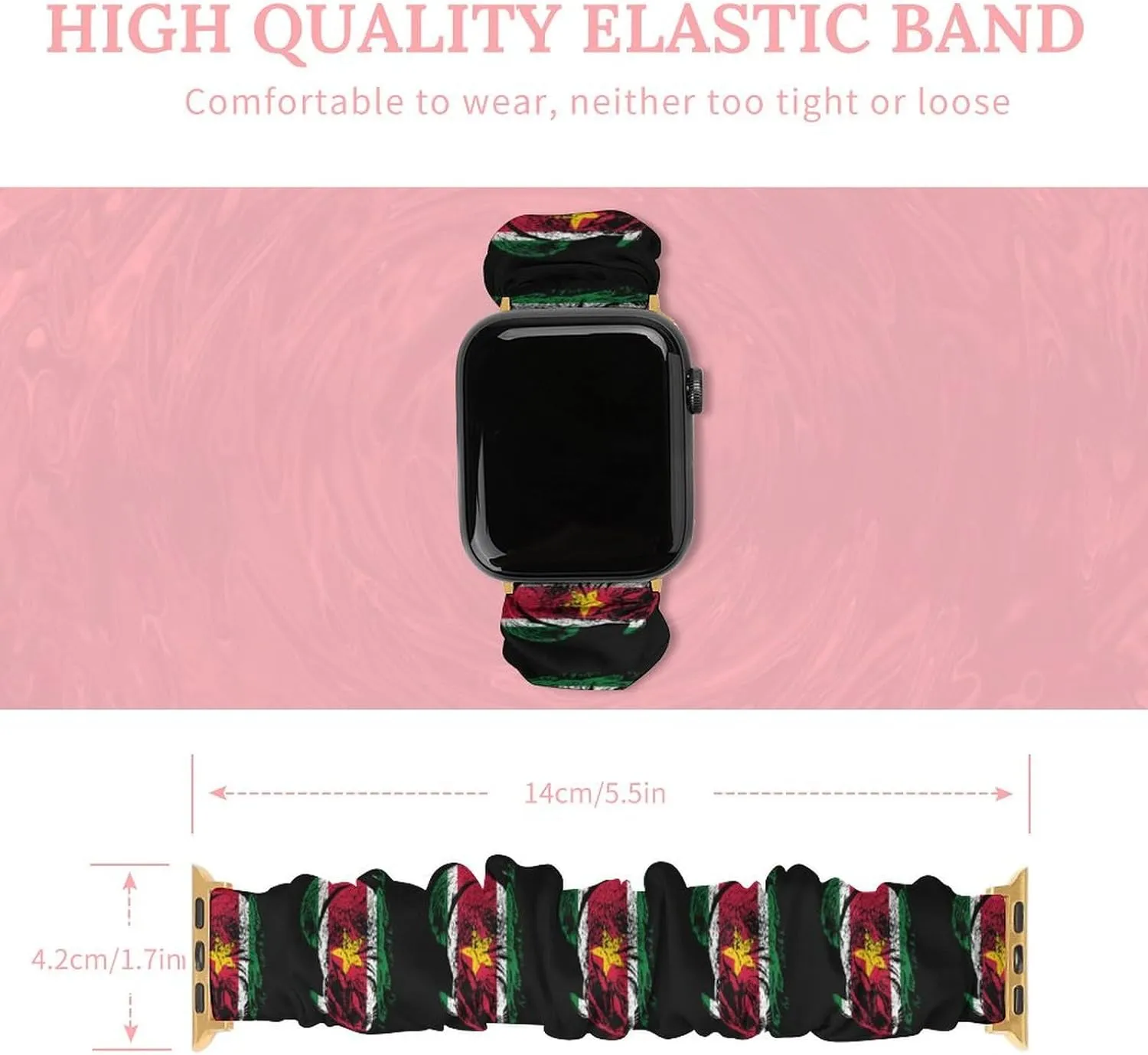 Surinam Flag Chinchilla Fashion Watch Strap Scrunchies Wristbands Compatible With IWatch Series
