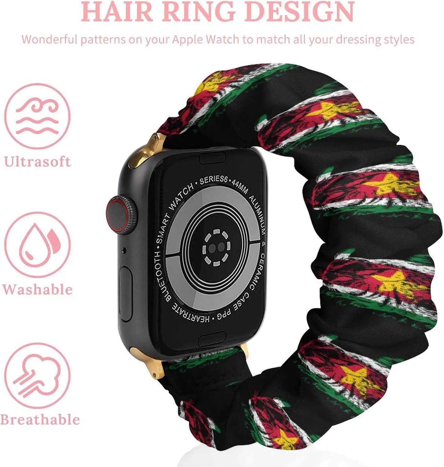 Surinam Flag Chinchilla Fashion Watch Strap Scrunchies Wristbands Compatible With IWatch Series