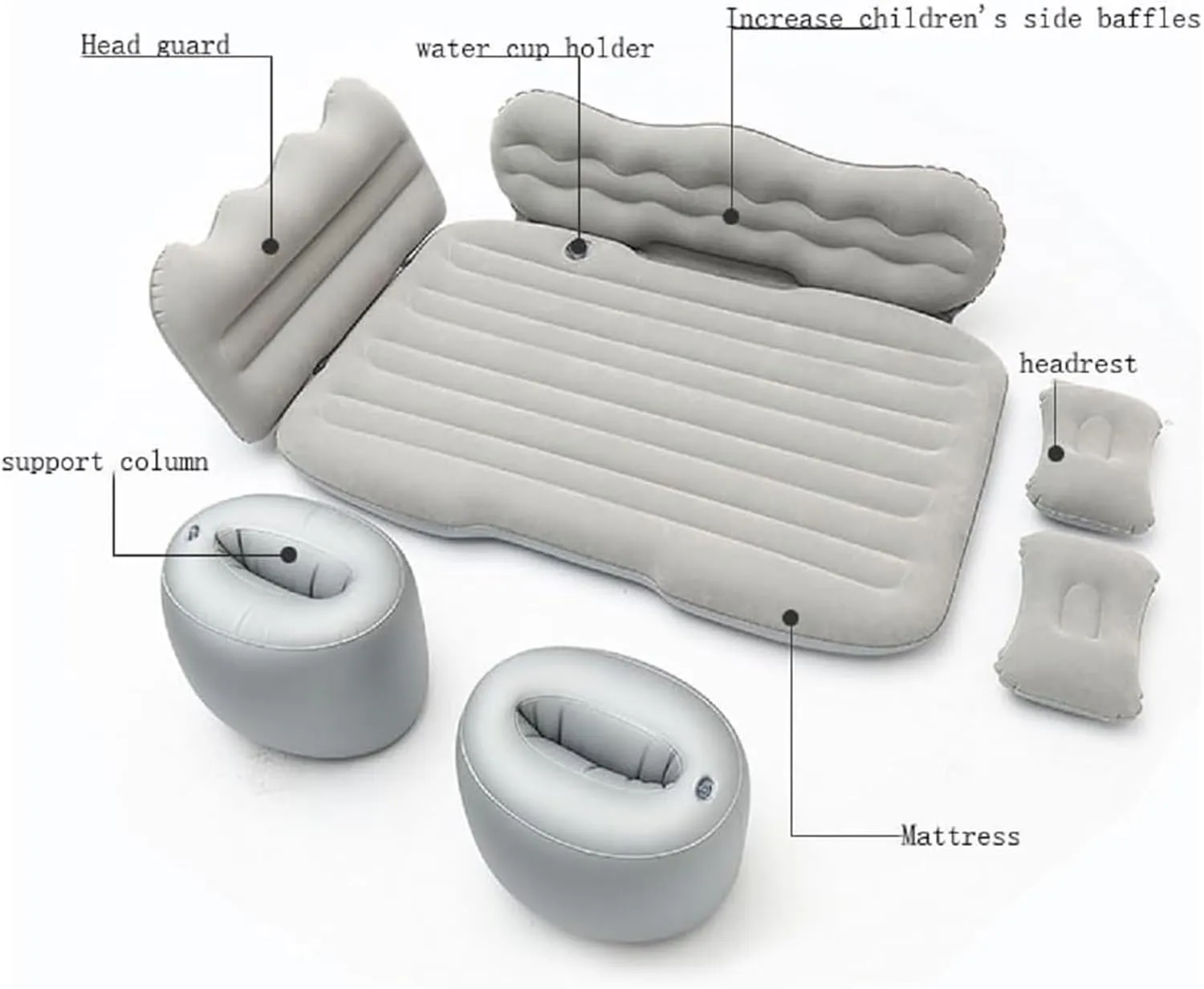 SUV Inflatable Car Bed, Car Inflatable Mattress, Double-Sided Flocking PVC Material, Car Camping Sleeping Mat, Back Seat Travel Inflatable Bed (Pig)