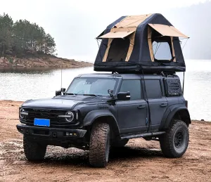 SVRCK Quick Setup with Inflatable Roof Top Tent for Camping, Elevated Design, Includes Ladder, Khaki & Black