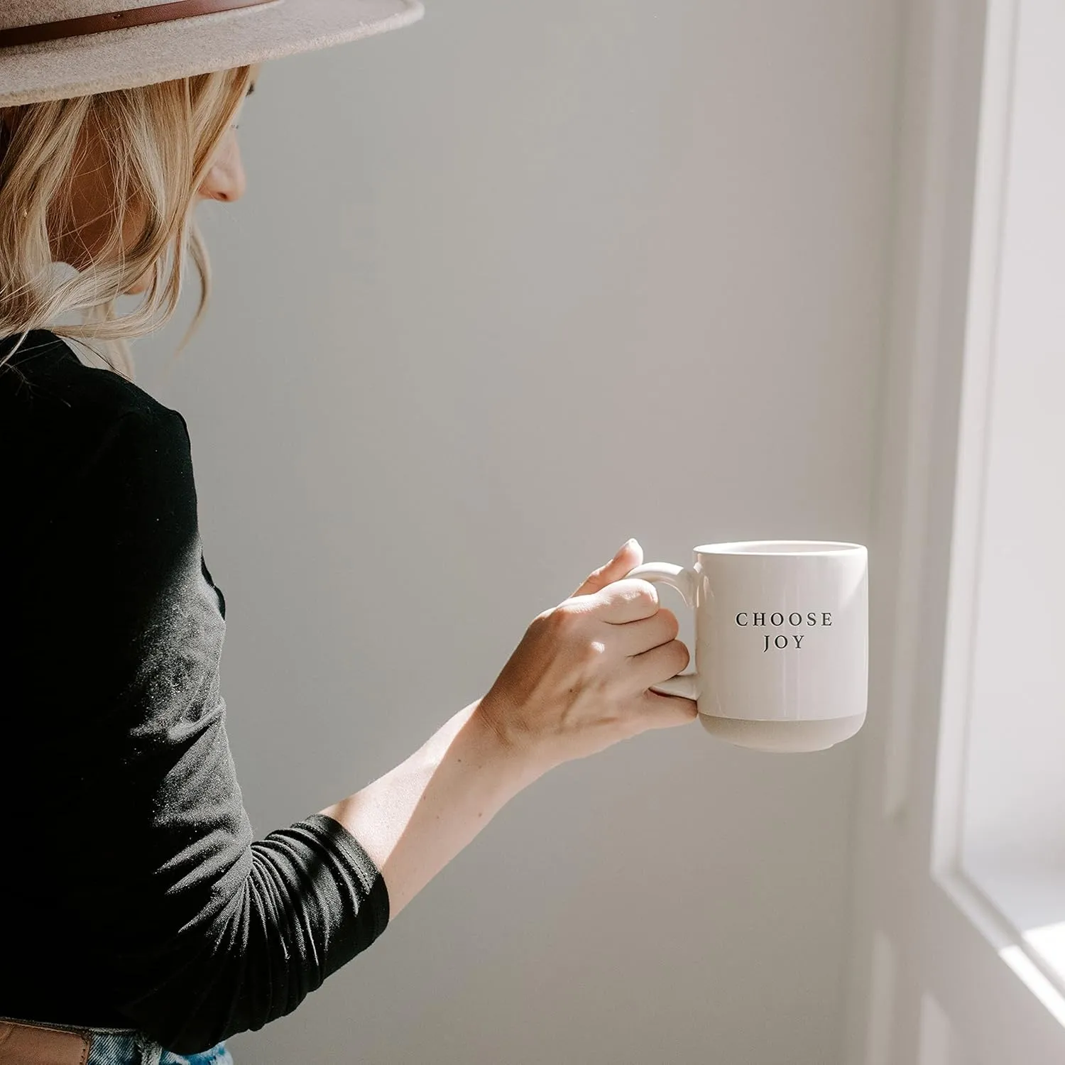 Sweet Water Decor Choose Joy Stoneware Coffee Mugs | Novelty Coffee Mugs | Microwave & Dishwasher Safe | 14oz Coffee Cup | Inspirational Gifts | Gifts for Her