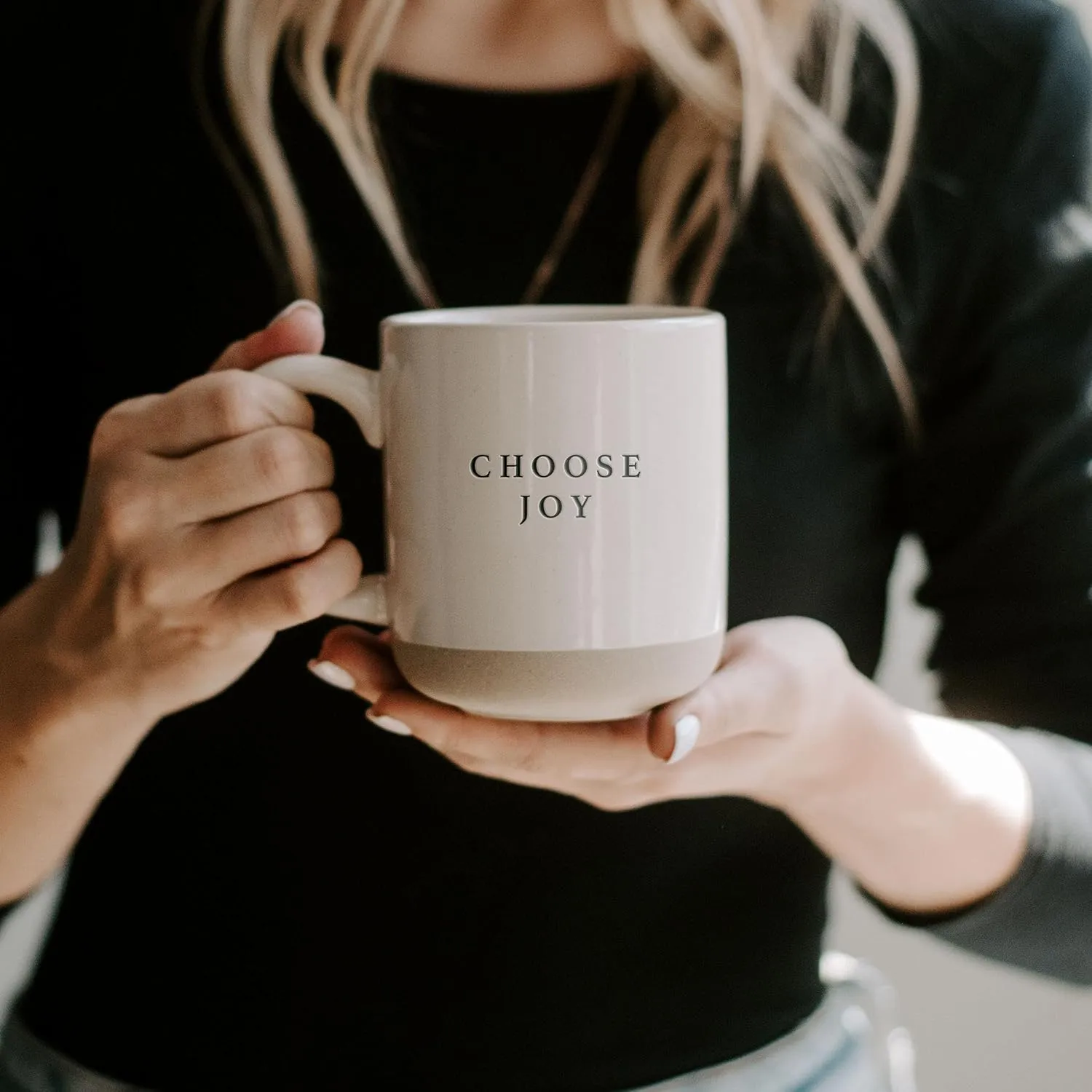 Sweet Water Decor Choose Joy Stoneware Coffee Mugs | Novelty Coffee Mugs | Microwave & Dishwasher Safe | 14oz Coffee Cup | Inspirational Gifts | Gifts for Her