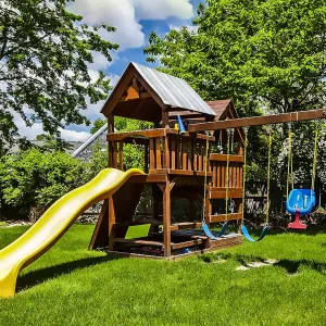 Swing Canopy Replacement Cover Playset Tarp Replacement Waterproof Outdoor Swing Set Shade Sun Shade Proof Playground Canopy Replacement Swingset Slide Backyard Sunshade (Striped)