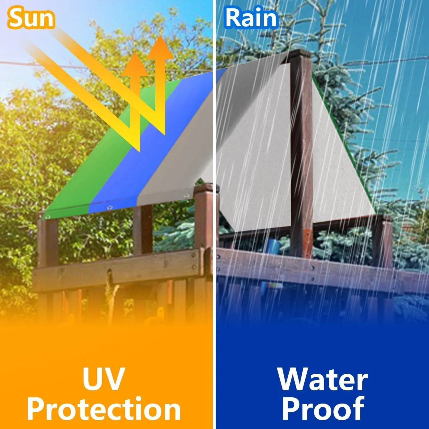 Swing Set Replacement Canopy Waterproof Sunproof Dustproof Swing Set Replacement Tarp Outdoor Replacement Sunshade Tarpaulin for Backyard Playhouse Playground (A)