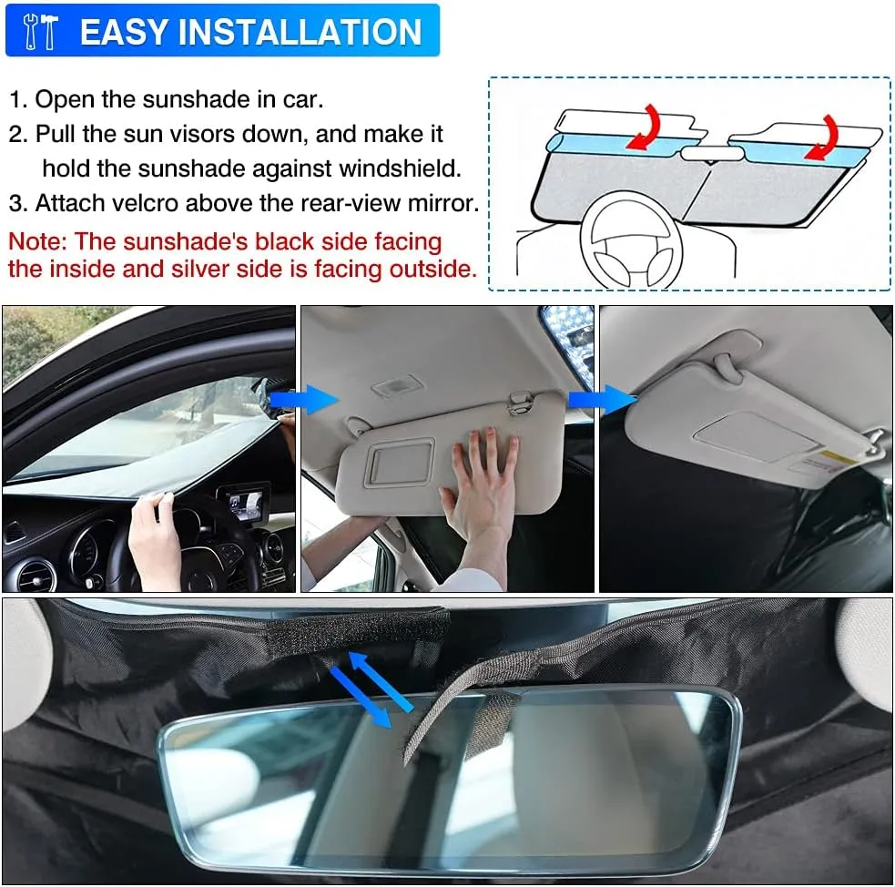 T TGBROS Windshield Sun Shade Custom Fit for 2022-2023 2024 2025 Nissan Frontier Accessories Foldable Sun Shield Reflective Polyester Sun Visor Cover Block Heat and Sun Protection