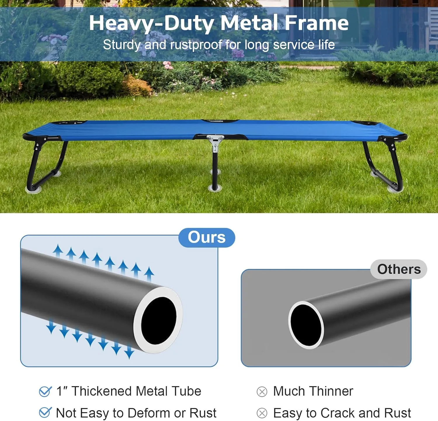 Tangkula Folding Camping Cot, Portable Camping Bed with Steel Frame, Elevated Travel Military Portable Cots Bed for Adults Kids, Indoor Outdoor Foldable Sleeping Cot for Nap, Beach, Hiking, Camping