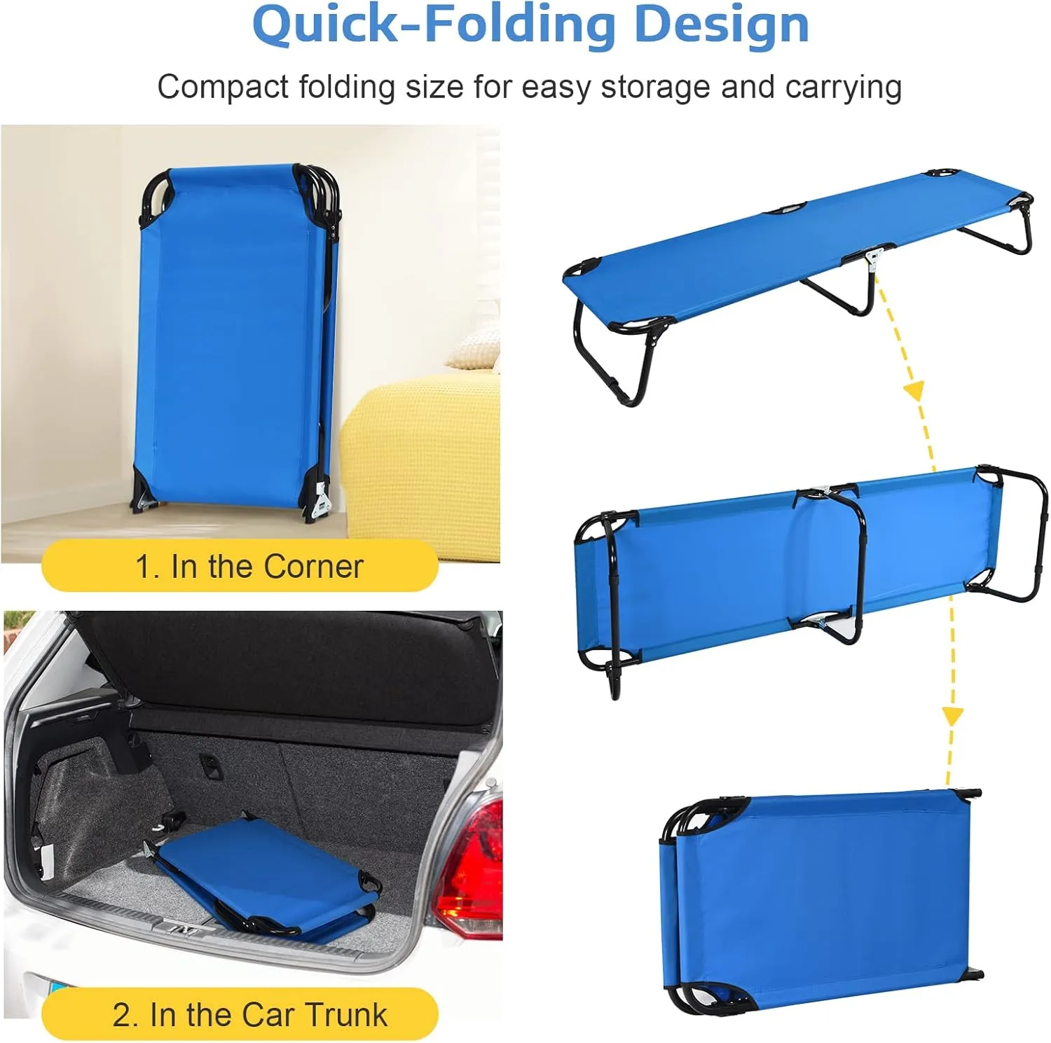 Tangkula Folding Camping Cot, Portable Camping Bed with Steel Frame, Elevated Travel Military Portable Cots Bed for Adults Kids, Indoor Outdoor Foldable Sleeping Cot for Nap, Beach, Hiking, Camping