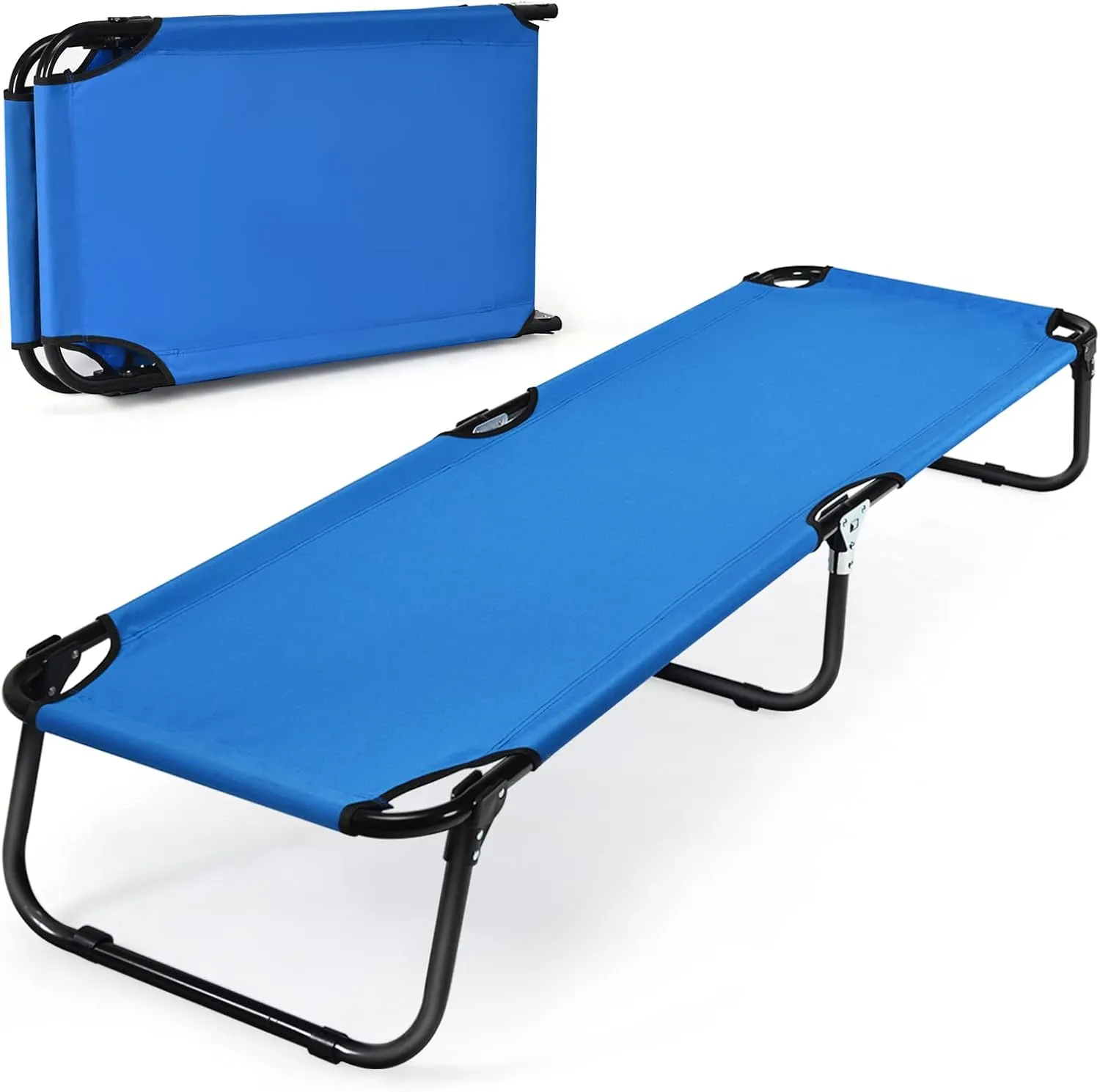 Tangkula Folding Camping Cot, Portable Camping Bed with Steel Frame, Elevated Travel Military Portable Cots Bed for Adults Kids, Indoor Outdoor Foldable Sleeping Cot for Nap, Beach, Hiking, Camping