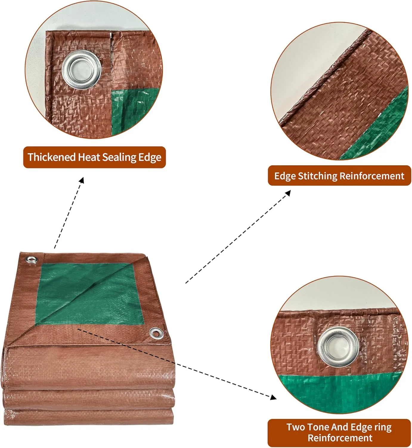Tarp 10x12 ft 100% Waterproof 7mil Durable Grommets and Reinforced Edges,Uv Resistant,Green/Brown Tarp,Emergency Rain Shelter,Outdoor Cover and Camping Use -by MVPNET