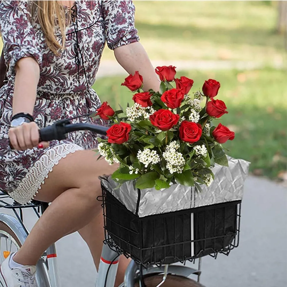 Tarp, Bike Basket Liner Basket Cover, Rain Proof Ripstop Material Fits Most Foldable Bicycle, No Basket