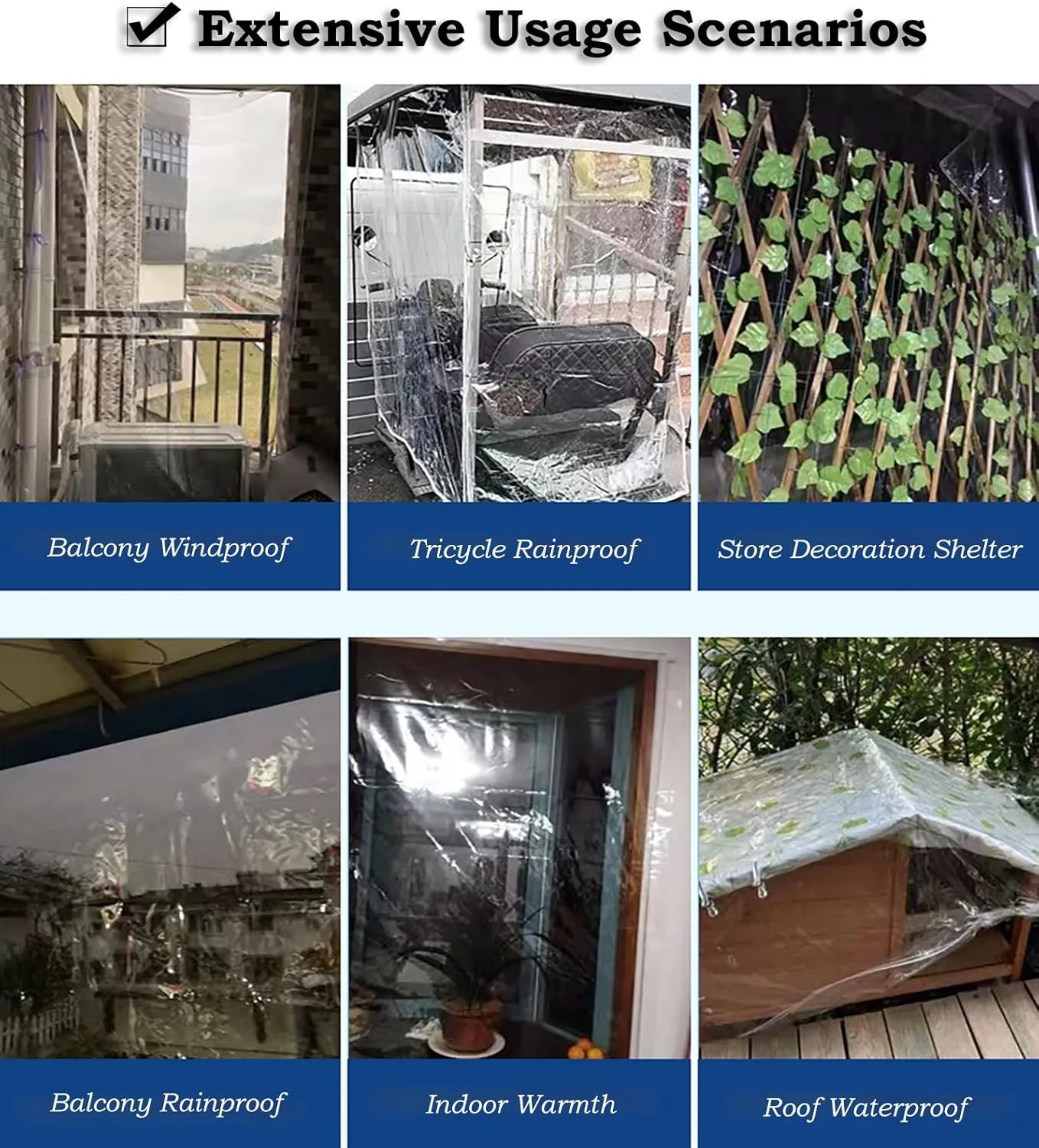 Tarp Clear Lightweight Poly Tarp, 3ft / 5ft / 6ft / 10ft Custom Made Weatherproof Tarpaulin, for Furniture Protection Seedling Cover Rainproof Kennel (Size : 1.4MX5M (4.6FTX16.4FT))