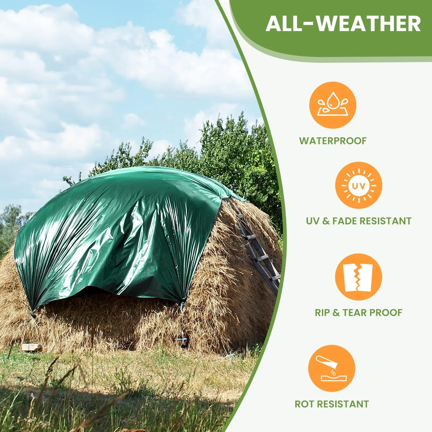 Tarp Waterproof 16' X 20', Heavy Duty Tarp 14 Mil Multipurpose Protective Cover Large Tarps UV All Weather Resistant Outdoor Waterproof Tarps for Shelter Camping, Green/Brown