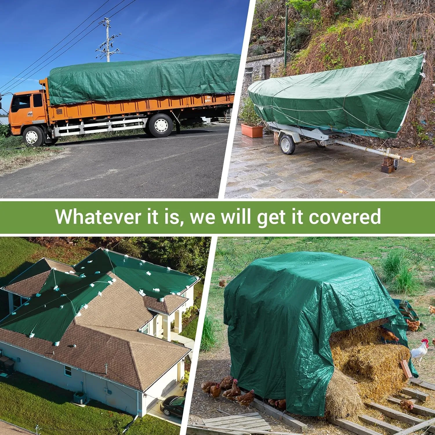 Tarp Waterproof 16' X 20', Heavy Duty Tarp 14 Mil Multipurpose Protective Cover Large Tarps UV All Weather Resistant Outdoor Waterproof Tarps for Shelter Camping, Green/Brown