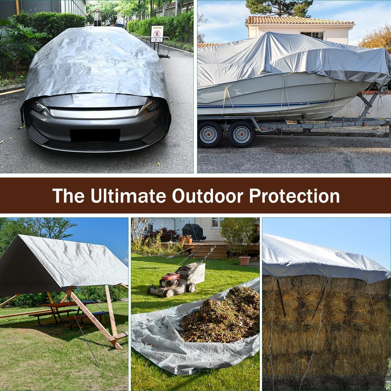 Tarp Waterproof 16x20Ft, Heavy Duty Tarp Cover Extra Thick 14 Mil Tear and UV Resistant, Outdoor Tarps with Grommets and Reinforced Edges for Roof, Camping, Patio, Pool, Boat