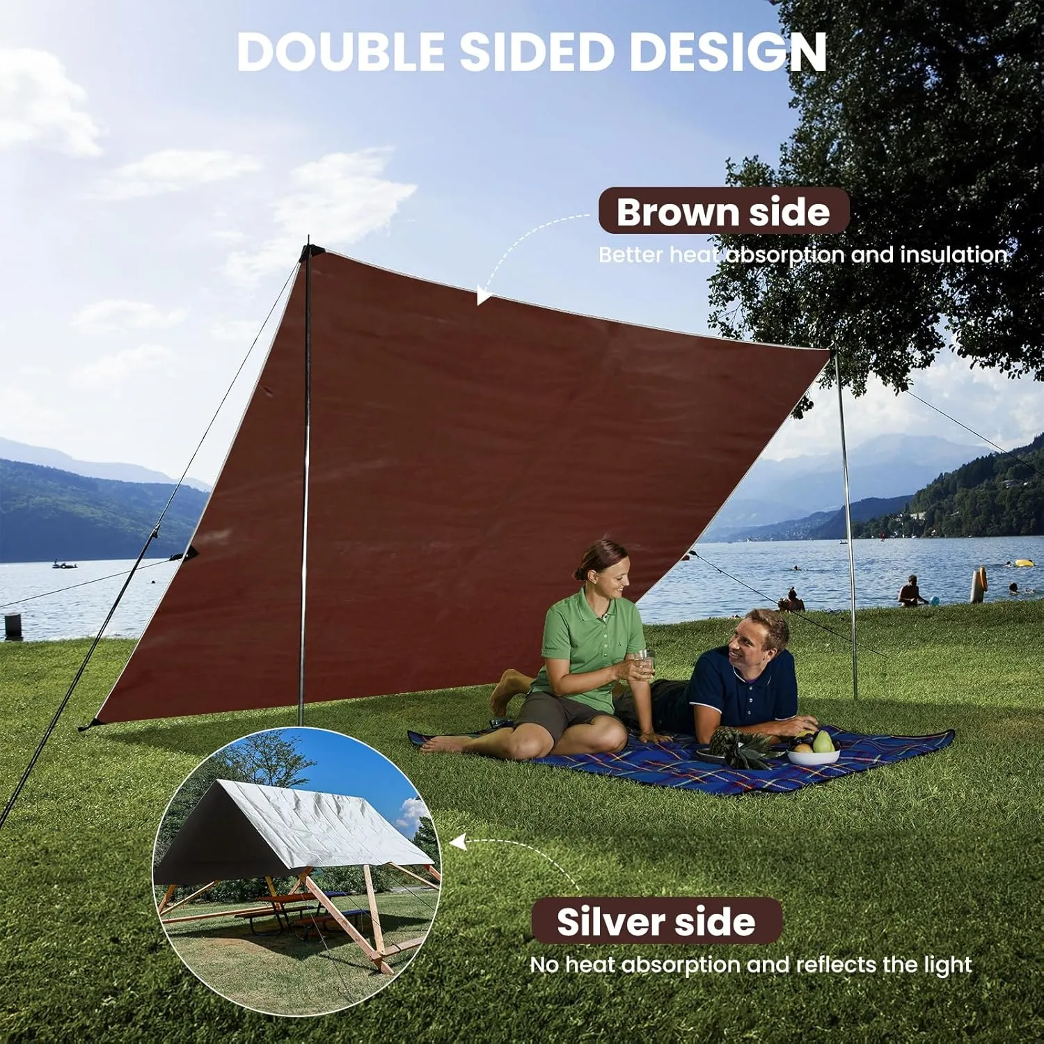 Tarp Waterproof 16x20Ft, Heavy Duty Tarp Cover Extra Thick 14 Mil Tear and UV Resistant, Outdoor Tarps with Grommets and Reinforced Edges for Roof, Camping, Patio, Pool, Boat