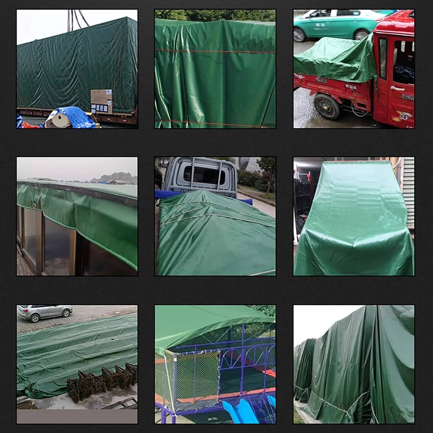 Tarp, Waterproof Polyester 0.4 MM Thick Tarpaulin with Metal Grommets Every 100 cm, Emergency Rain Shelter, Outdoor Cover, and Camping Use,200cmx200cm