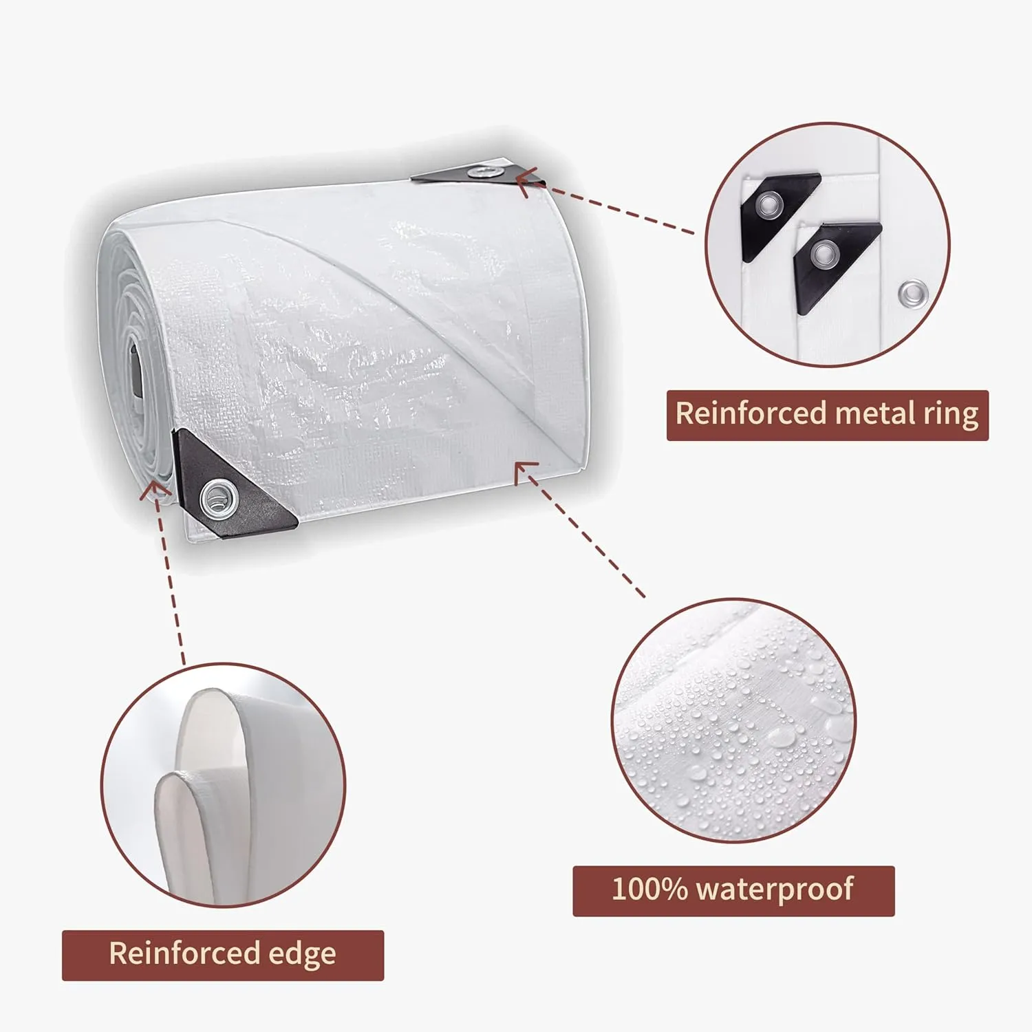 TARPAL 20'x30' White Tarp Waterproof 7.5 mil Medium Duty All Purpose Poly Tarps Cover Waterproof,Snow Proof UV Protection,Rip and Tear Proof,Poly Tarpaulin