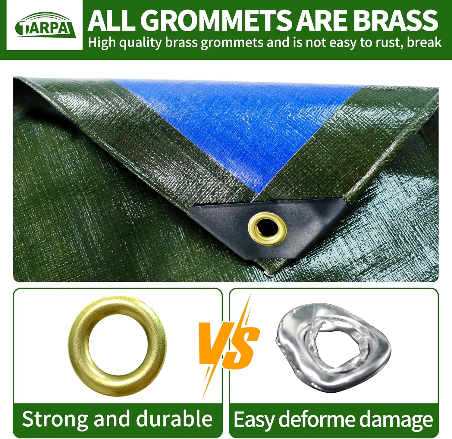 TARPAL Tarps 8x10 Feet Large Tarp 16mil Heavy Duty Tarp with Brass Grommets Every 17.7" Green Tarps UV Protection&Anti-Tear Cover for Firewood,Roof,Pool,Tarpaulin
