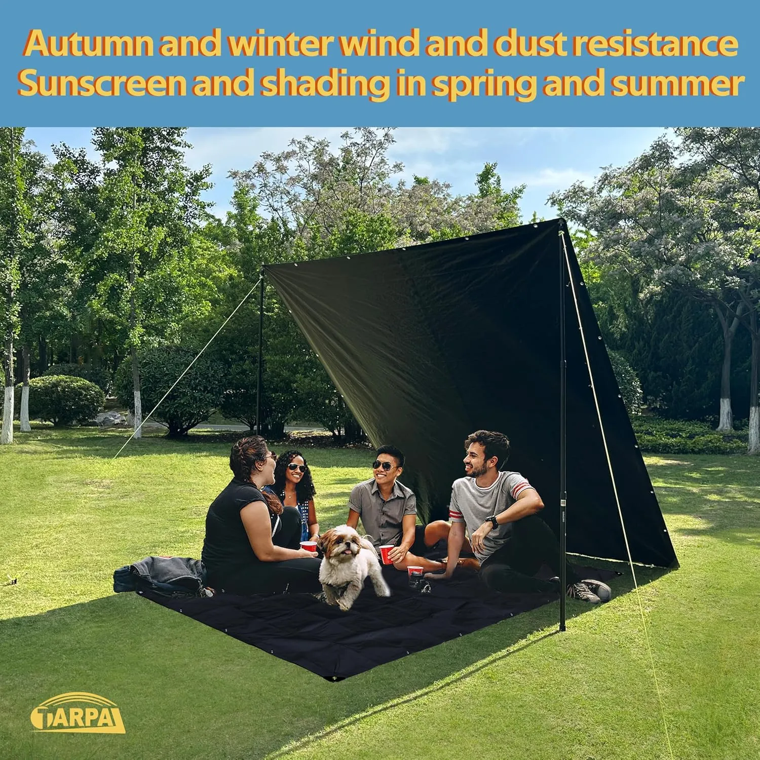 TARPAL Waterproof tarp 5x7 Feet（2Pack） Black Heavy Duty tarp 14mil polyethylene tarps Multifunctional Tarpaulin，Snow or UV Protection,Suitable for Outdoor Furniture, awnings,Roofs,Tents