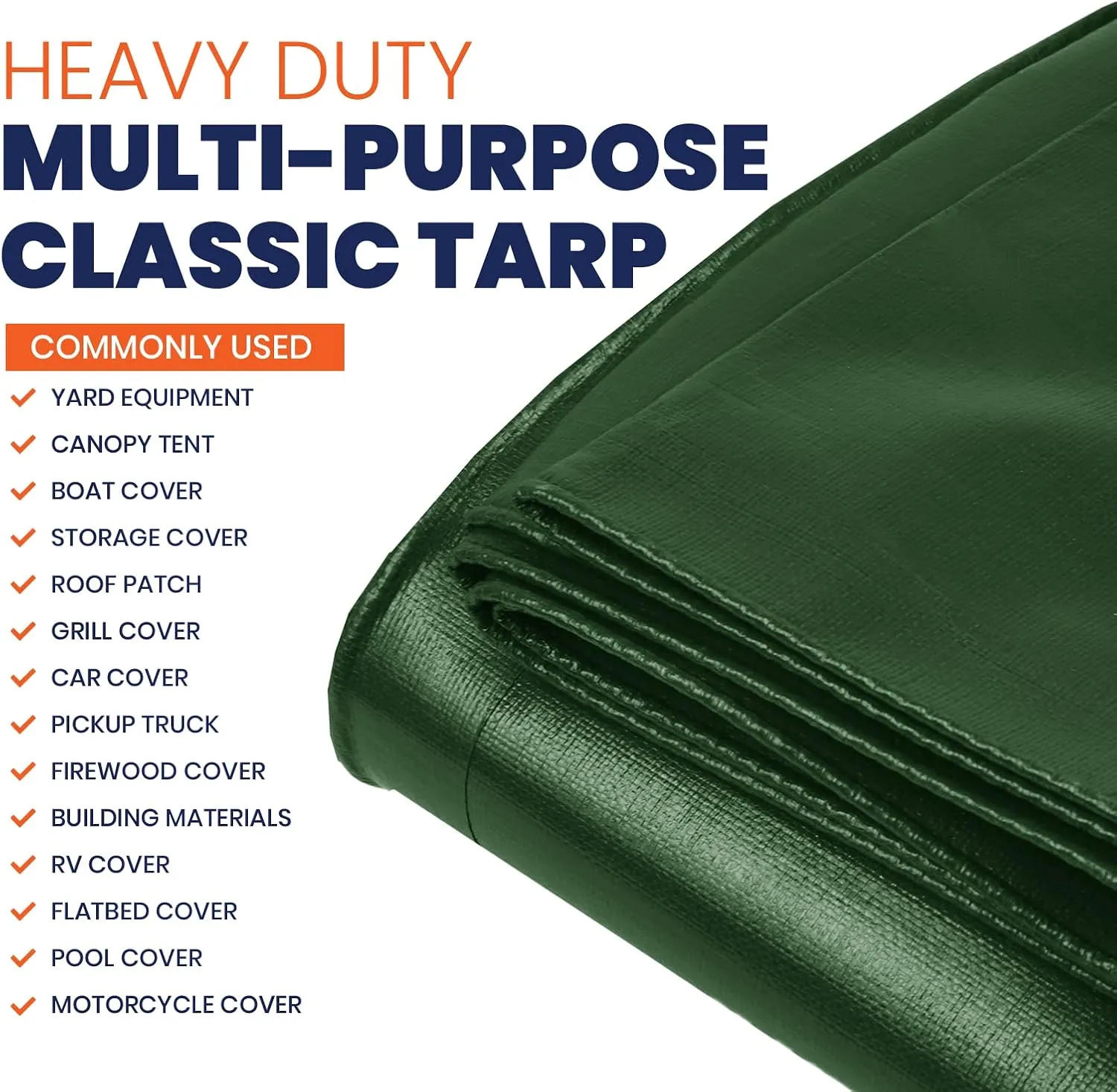 Tarpco Safety Heavy Duty 7 Mil Tarp Cover, Waterproof, UV Resistant, Rip and Tear Proof, Poly Tarpaulin with Reinforced Edges for Roof, Camping, Patio, Pool Cover, Boat (Green/Black 24′ X 24′)