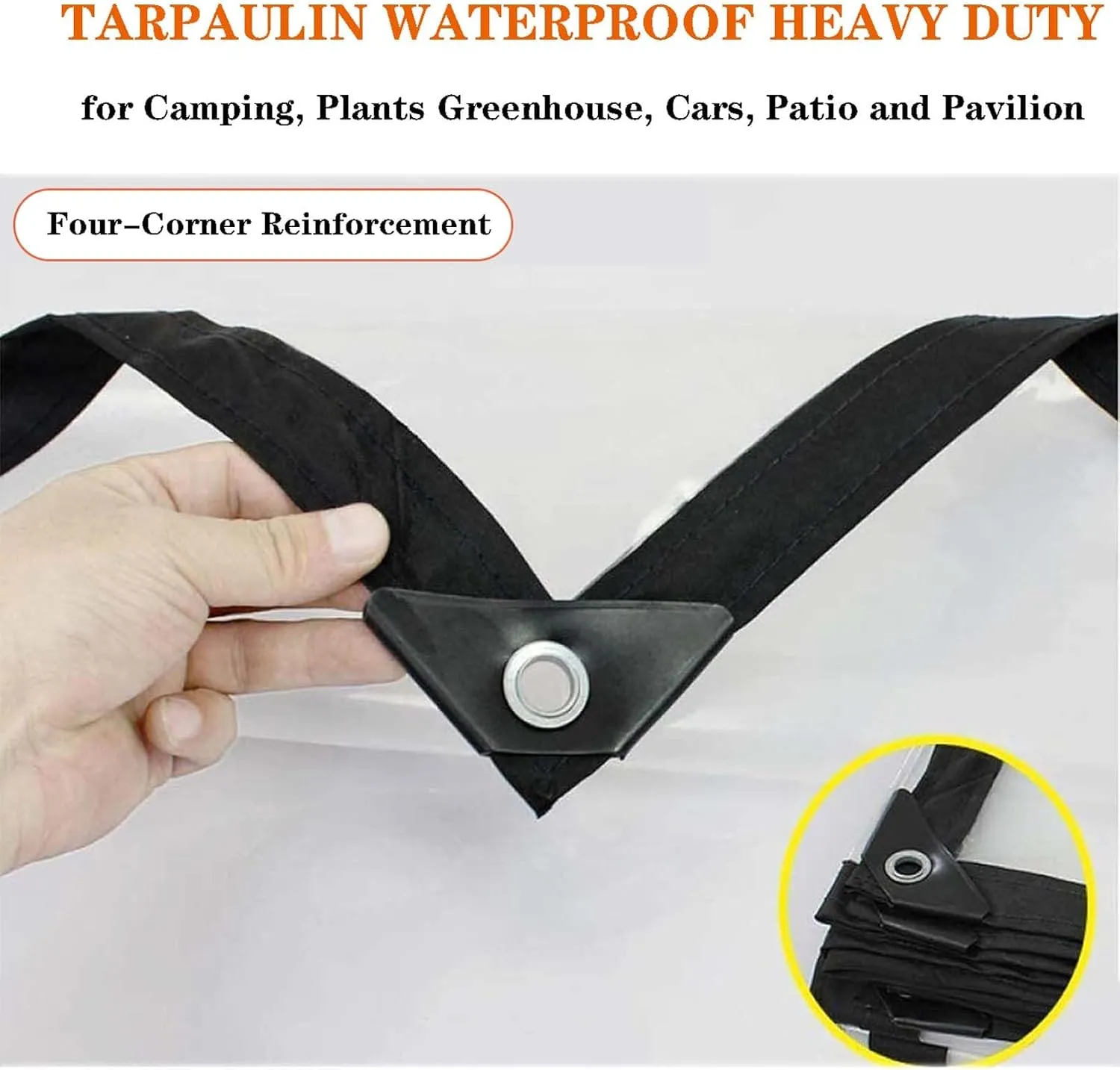Tarps Heavy Duty Waterproof 13.1x13.1ft, Tarpaulin Clear, 5mil Thick Waterproof, UV Resistant, Rip and Tear Proof with Grommets and Reinforced Edges, for Boat Patio Garden Plants
