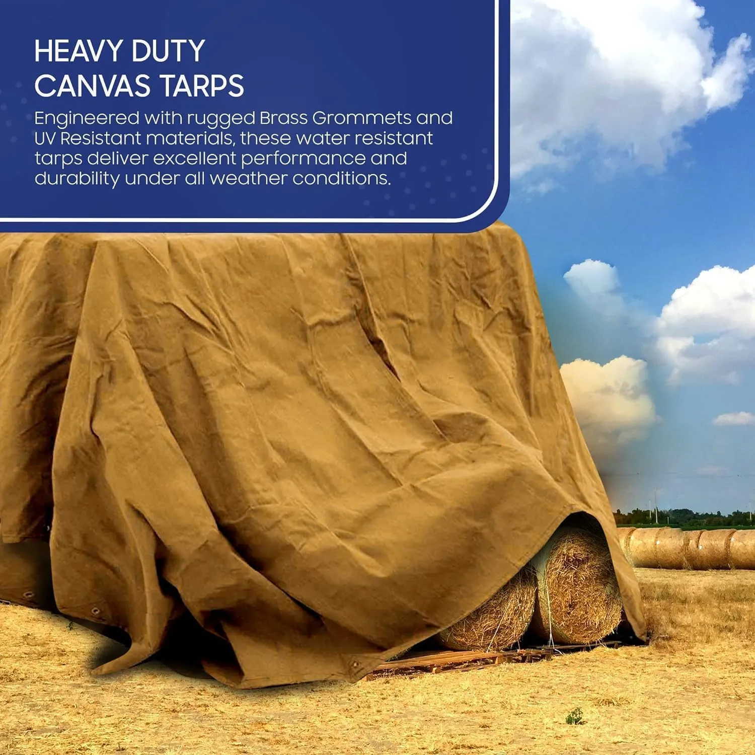 Tarps Now 14x24 ft Heavy Duty Canvas Tarp | 18 MIL Industrial Grade, Tear Resistant, Reinforced Edges, Nickel Plated Grommets | Ideal for Construction, Trucking, Manufacturing, Automotive – Tan Color