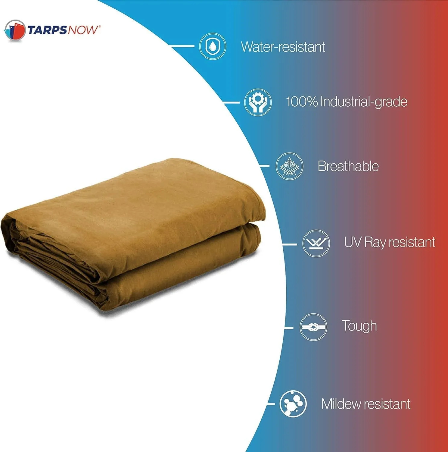 Tarps Now 14x24 ft Heavy Duty Canvas Tarp | 18 MIL Industrial Grade, Tear Resistant, Reinforced Edges, Nickel Plated Grommets | Ideal for Construction, Trucking, Manufacturing, Automotive – Tan Color