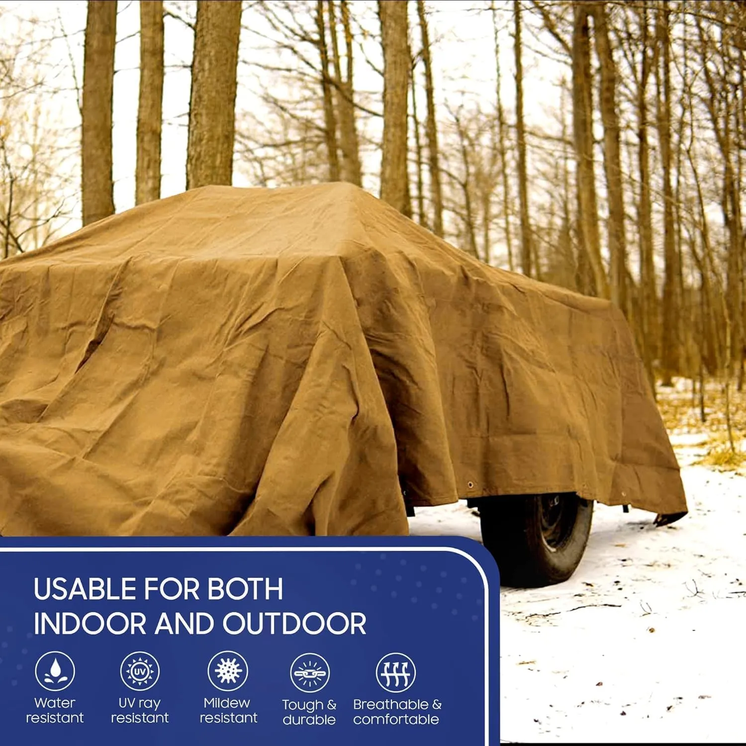 Tarps Now 14x24 ft Heavy Duty Canvas Tarp | 18 MIL Industrial Grade, Tear Resistant, Reinforced Edges, Nickel Plated Grommets | Ideal for Construction, Trucking, Manufacturing, Automotive – Tan Color