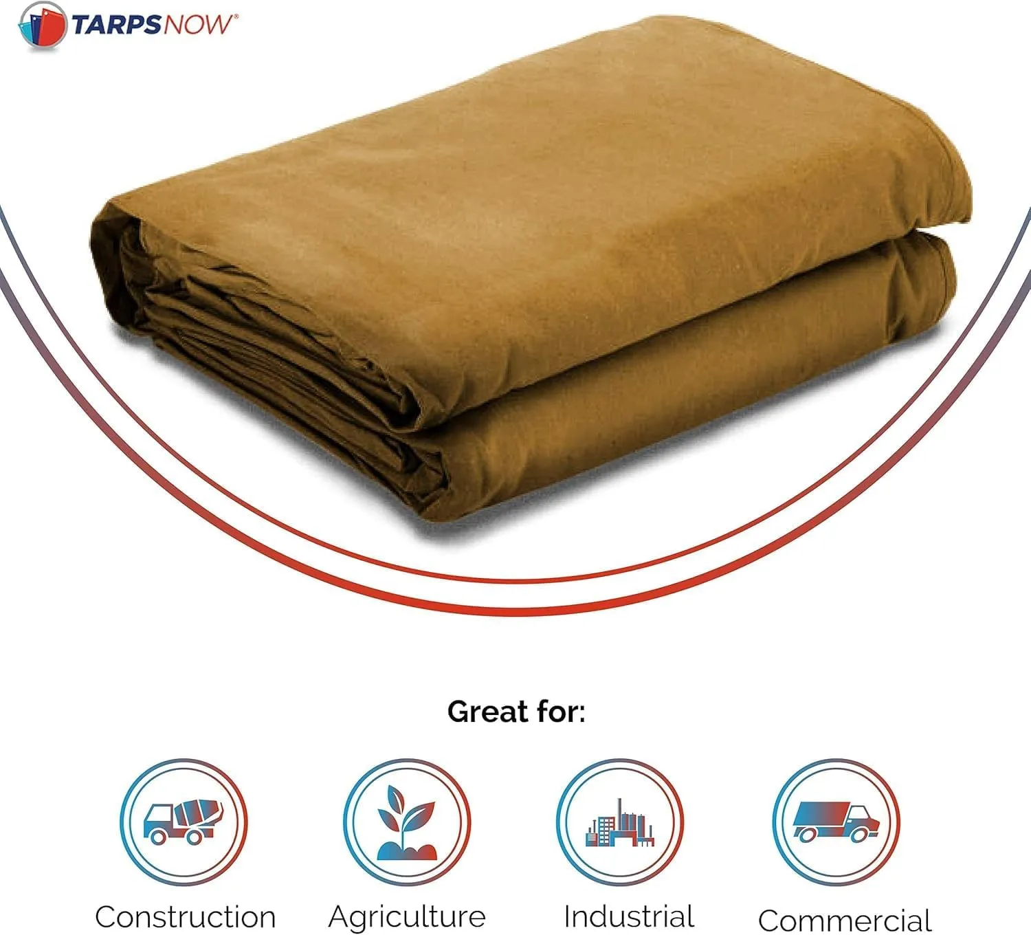 Tarps Now 14x24 ft Heavy Duty Canvas Tarp | 18 MIL Industrial Grade, Tear Resistant, Reinforced Edges, Nickel Plated Grommets | Ideal for Construction, Trucking, Manufacturing, Automotive – Tan Color