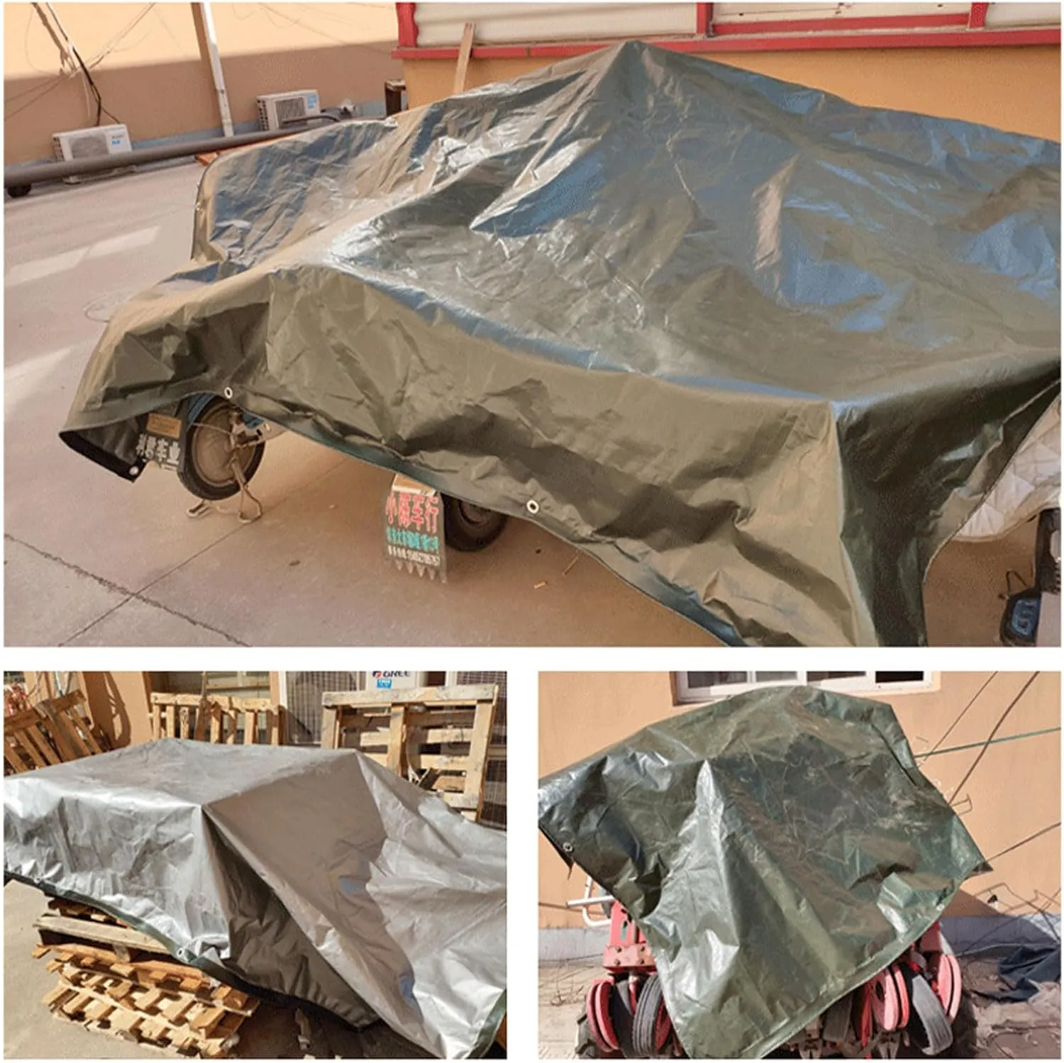 Tarps Outdoor 19.69x36.09ft, Waterproof Tarpaulin with Grommet, PE Plastic Tarps UV Resistant & Tear Resistant Reversible Coated Tarp Cover, for Garden Furniture/Camping/Wood/Pool