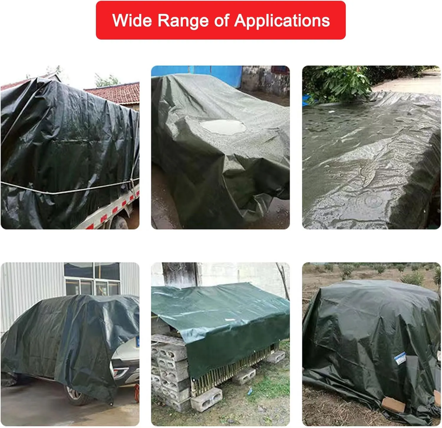 Tarps Outdoor 19.69x36.09ft, Waterproof Tarpaulin with Grommet, PE Plastic Tarps UV Resistant & Tear Resistant Reversible Coated Tarp Cover, for Garden Furniture/Camping/Wood/Pool
