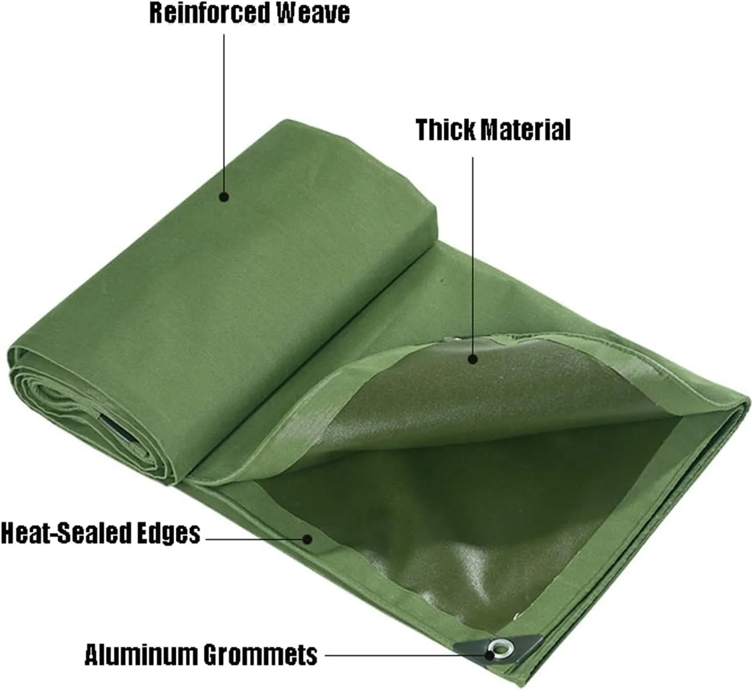 Tarps Waterproof, Rainproof Tarpaulin,Outdoor Heavy-Duty Water Resistant Canvas Tarps, UV-Resistant Tarp ，with Aluminum Grommets, Heavy-Duty Thick Material,10x15m