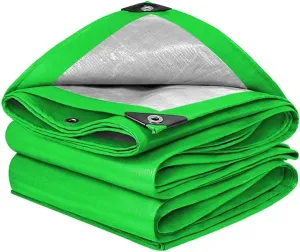 TEidea Heavy Duty Tarp Large PE Waterproof Tarpaulin Green Tarpaulin UV and Tear Resistant Multipurpose Camping Tarp Outdoor Furniture Cover(Size:6x8m)