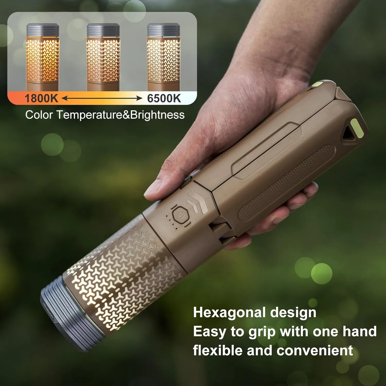 Telescopic Camping Light,Telescoping Portable Light,Rechargeable 10500mAh Battery,Magnetic Outdoor Lantern,Flash Light&Road Lamp for Adventure,Hiking,Camping(Khaki)