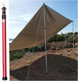 Telescoping Tent Pole Adjustable Hight, Lightweight Aluminum Alloy Tarp Pole Waterproof, Outdoor Portable Canopy Pole for Camping/Backpacking/Hiking(Red)