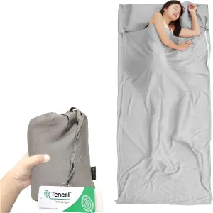 Tencel Lyocell Sleeping Bag Liner with Zipper - 100% Austrian Lenzing AG Tencel - Soft Silky Smooth Sleep Sack Adult - Travel Sheet for Hotel/Backpacking, Pure Silk Sleep Mask Included