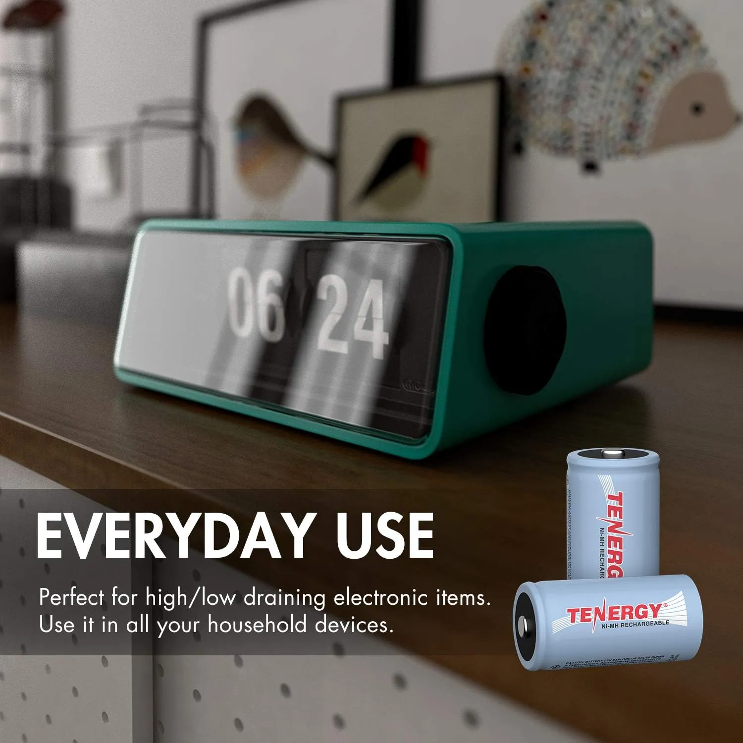 Tenergy C Size Battery 1.2V 5000mAh High Capacity NiMH Rechargeable Battery for LED Flashlights Kids Toy and More, 48 Pack