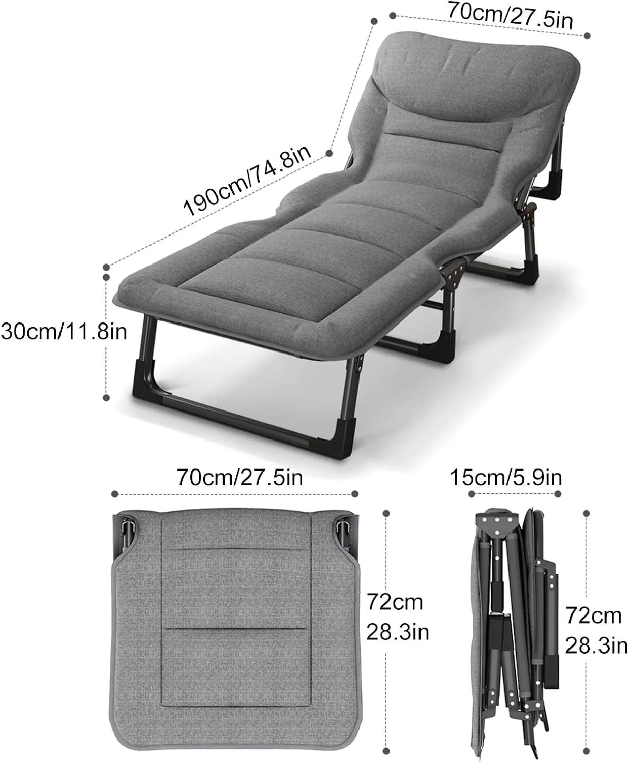 Tent Camping Cot, Portable Folding Cot,27.5in Widened Bed Surface,with Cushion and Pillow,for Office Rest Or Outdoor Recreation