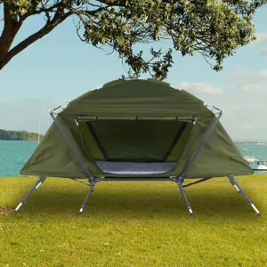 Tent Cot, Camping Tent Combo with Awning, Camping Cot, Foldable Camping Cot with Tent, Cot Tent for Outdoor Hiking, Picnic, Travel,Tent for Outdoor Lovers, 84.6"" L x 34.5"" W x 49.2"" H, Army Green