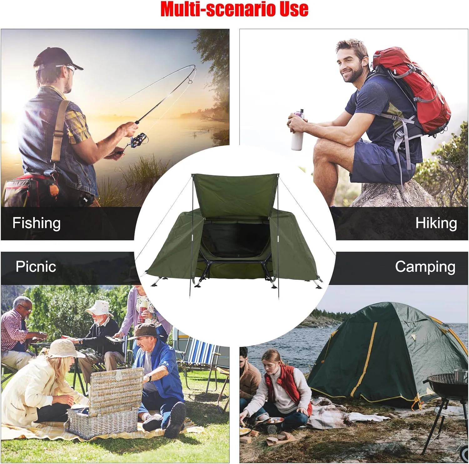 Tent Cot, Folding Camping Cot, Sunshade, Camping Tent with Carrying Bag for Outdoor Hiking, Fishing, Picnic,Portable Sleeping Cot Camping Bed 84.6x34.5x49.2inch