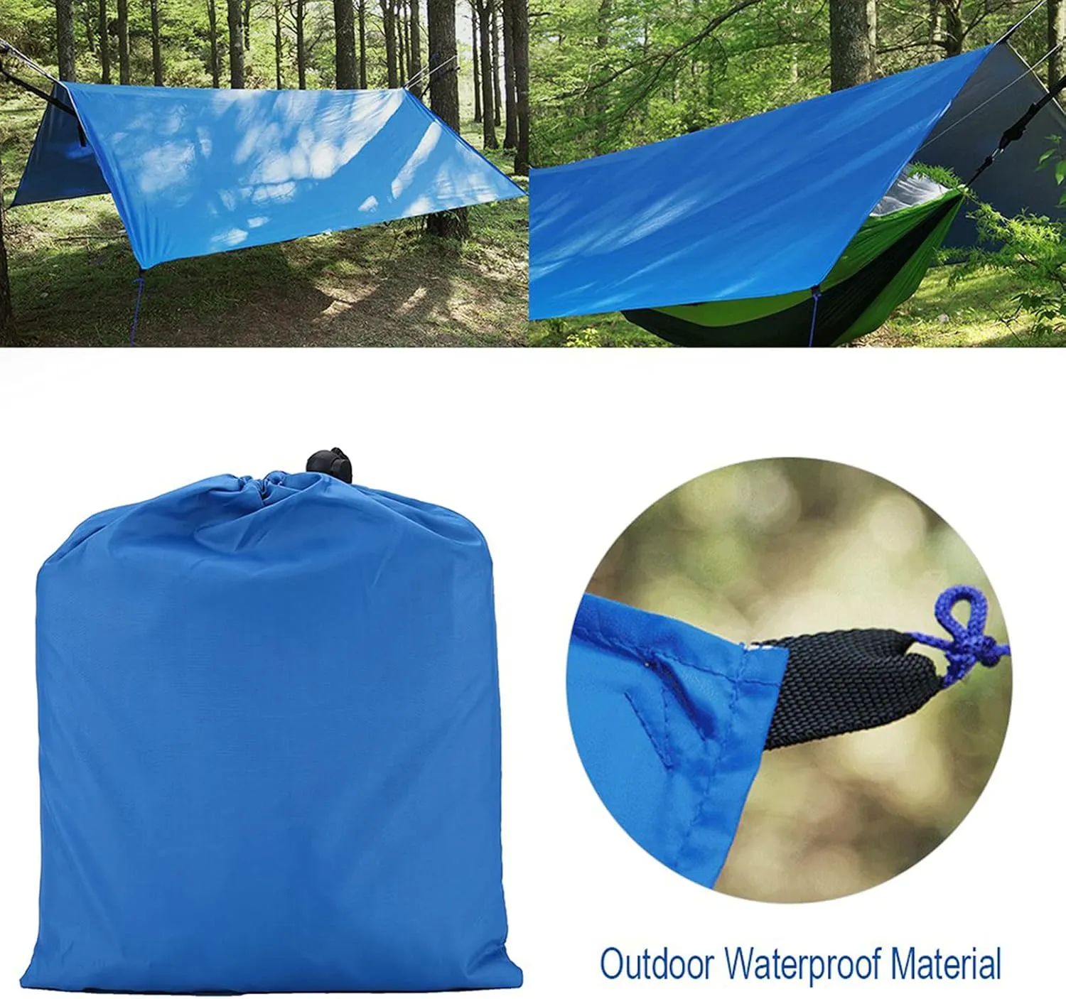 Tent Tarp, Outdoor Portable Tent Shelter Folded 20x22x9cm/7.8x8.6x3.5in Multifunctional Camping Tarp Accessories for Hiking Outdoor (Blue)