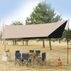 Tent Tarp Waterproof - Rain Tent Tarp Light Ripstop Fabric,Outdoor Tarpaulin Camping Tent Tarp,Anti-UV PU 3000mm,Hammock Lightweight Tarp Camping Sheet,with Accessories (3x4.5m(9.8x14.7ft)) ()