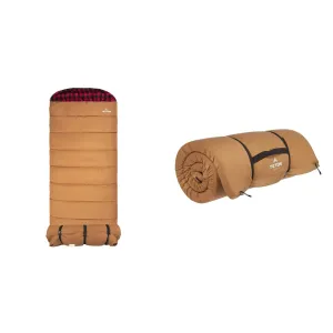 TETON Sports Outfitter XXL Camp Pad; Sleeping Pad for Car Camping, Brown & Deer Hunter Sleeping Bag; Warm and Comfortable Sleeping Bag Great for Camping Even in Cold Seasons; Brown, Right Zip