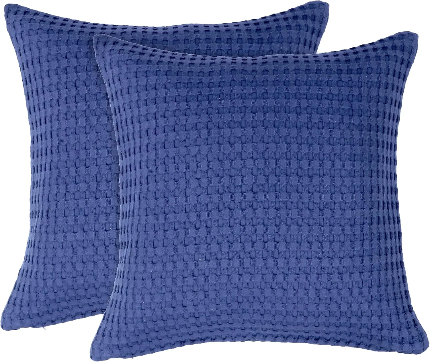 Tex Trend 100% Cotton Waffle Weave Queen Size Blanket - Lightweight, Breathable, Navy Blue, 90x90 Inches