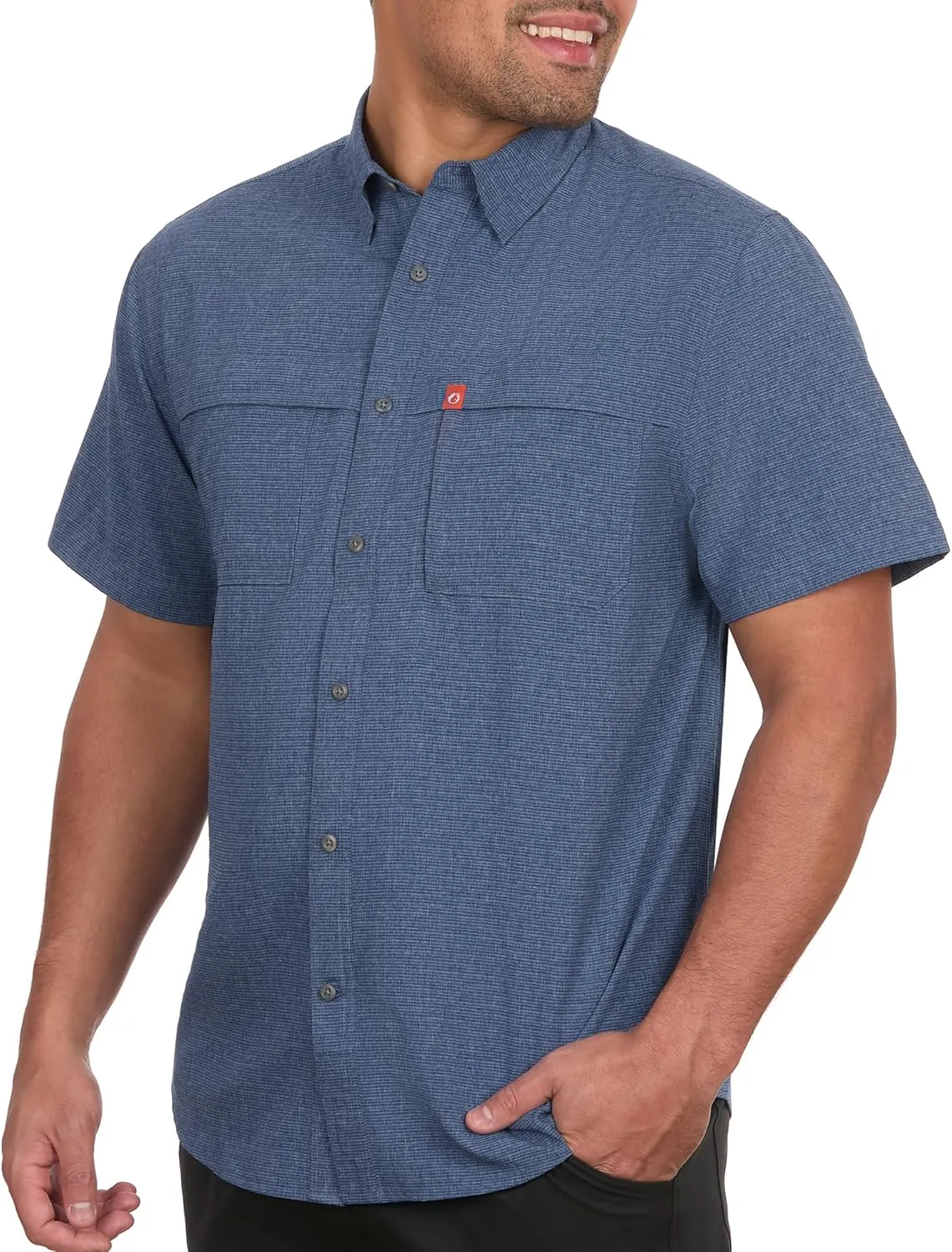 The American Outdoorsman Mens Gradient Stripe Short Sleeve Guide Shirt - Quick-Dry Sun Protection Fishing Shirt for Men
