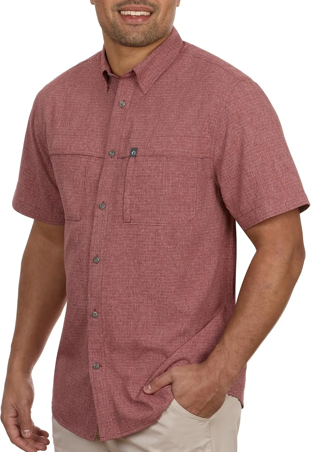 The American Outdoorsman Mens Gradient Stripe Short Sleeve Guide Shirt - Quick-Dry Sun Protection Fishing Shirt for Men