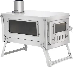 Titanium Secondary Combustion Wood Stove 'Fiery 2.0' Folding Lightweight Compact Color-changing Durable Portable Hiking Bushcraft Cooking Heating Wood Burning Outdoor Camping Firewood Stove