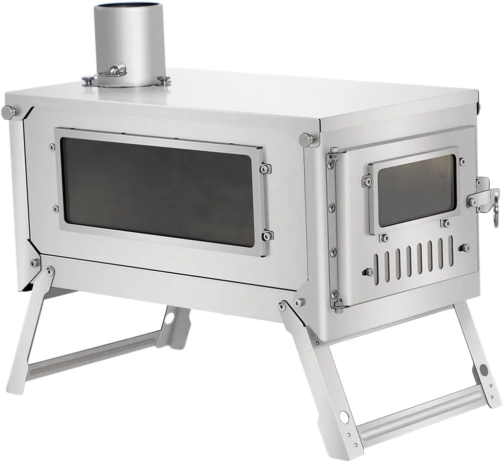Titanium Secondary Combustion Wood Stove 'Fiery 2.0' Folding Lightweight Compact Color-changing Durable Portable Hiking Bushcraft Cooking Heating Wood Burning Outdoor Camping Firewood Stove