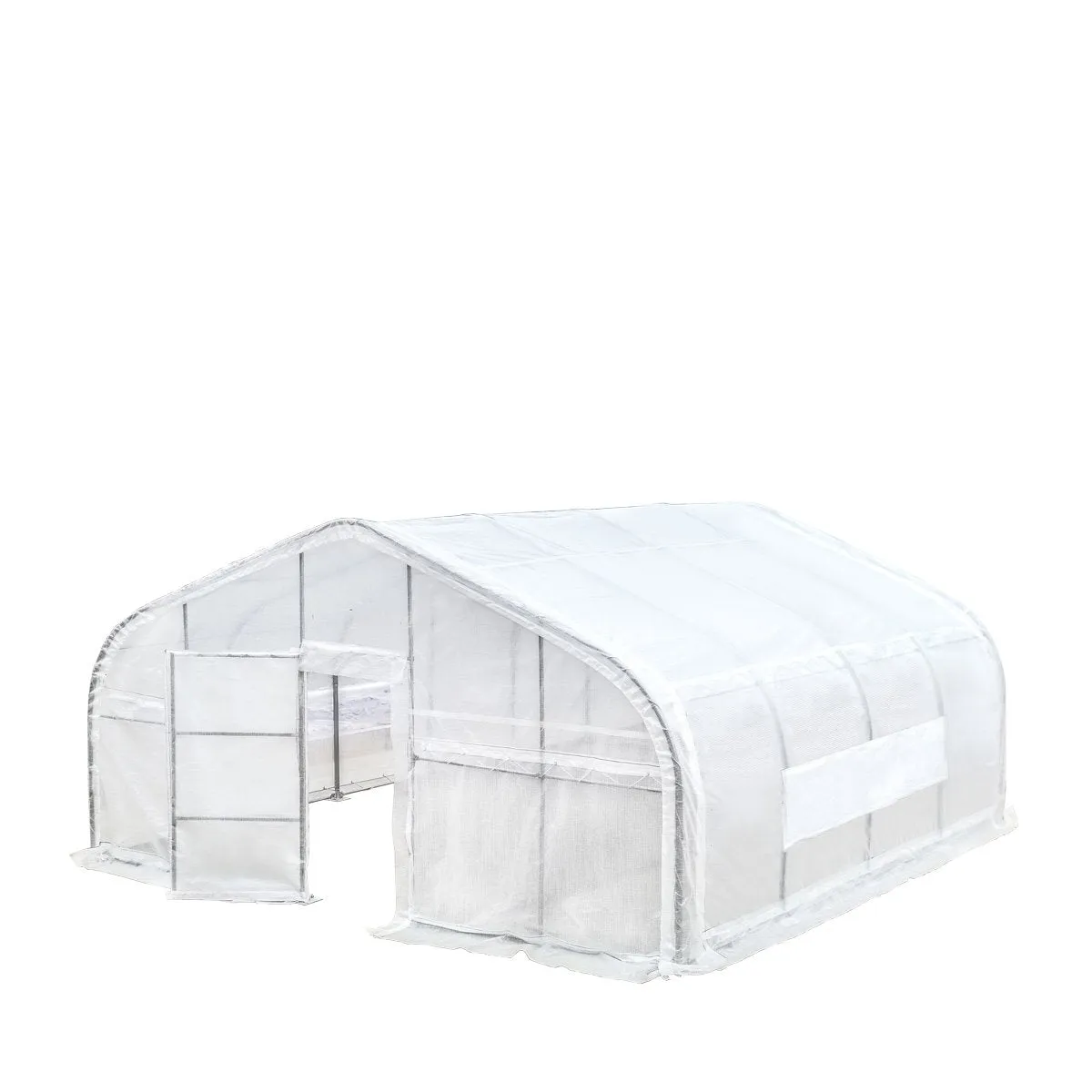 TMG-GH2020 20' x 20' Tunnel Greenhouse Grow Tent with Ripstop Leno Woven Clear Tarp Cover
