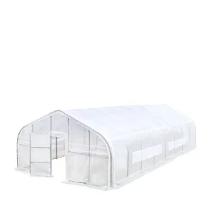 TMG-GH2040 20' x 40' Tunnel Greenhouse Grow Tent with Ripstop Leno Woven Clear Tarp Cover